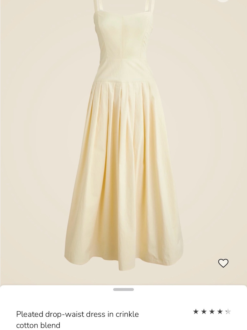 J. Crew Pleated drop-waist dress in crinkle cotton blend